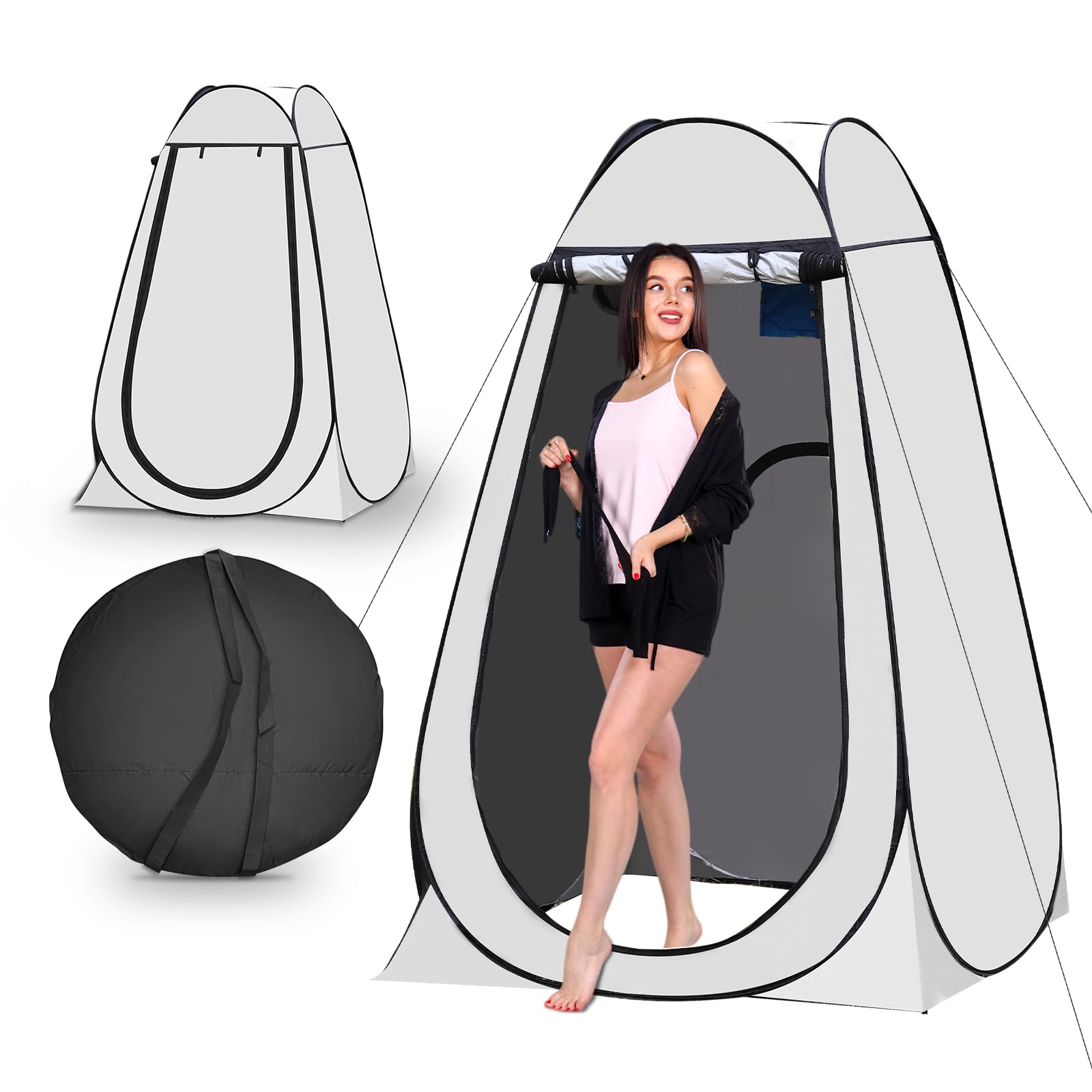 Portable Pop Up Privacy Tent, Outdoor Camping Bathroom Toilet Shower Tent Spacious Dressing Changing Room for Hiking Beach Picnic Fishing, Instant Rain Shelter with Carrying Bag-