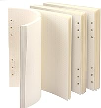 3 Packungen A5 Papier Gepunktet, FANDAMEI 6 Löcher 135 Blätter A5 Nachfüllpapier Nachfüllbare Refill Paper Nachfülleinlagen für A5 Notizbuch, Tagbuch, Skizze, Malerei