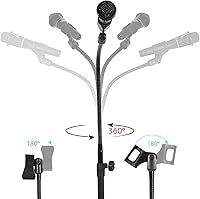 Vista 3 de Soporte de micrófono Boom Soporte de micrófono trípode cuello de cisne Soporte de brazo de micrófono Altura ajustable de 3 pies a 6 pies con clips