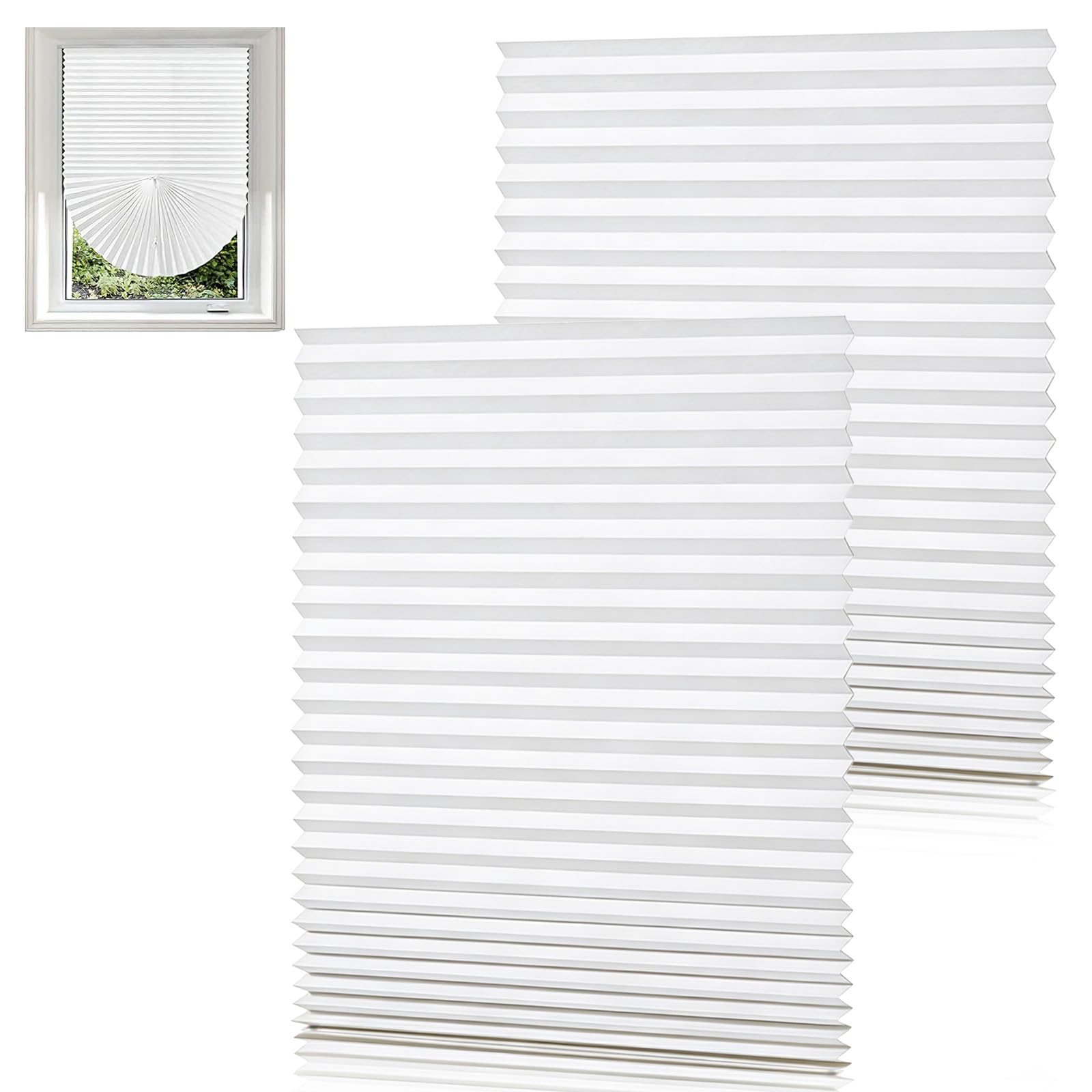 2 Pack No Drill Blinds, 90x180cm Self Adhesive White Light