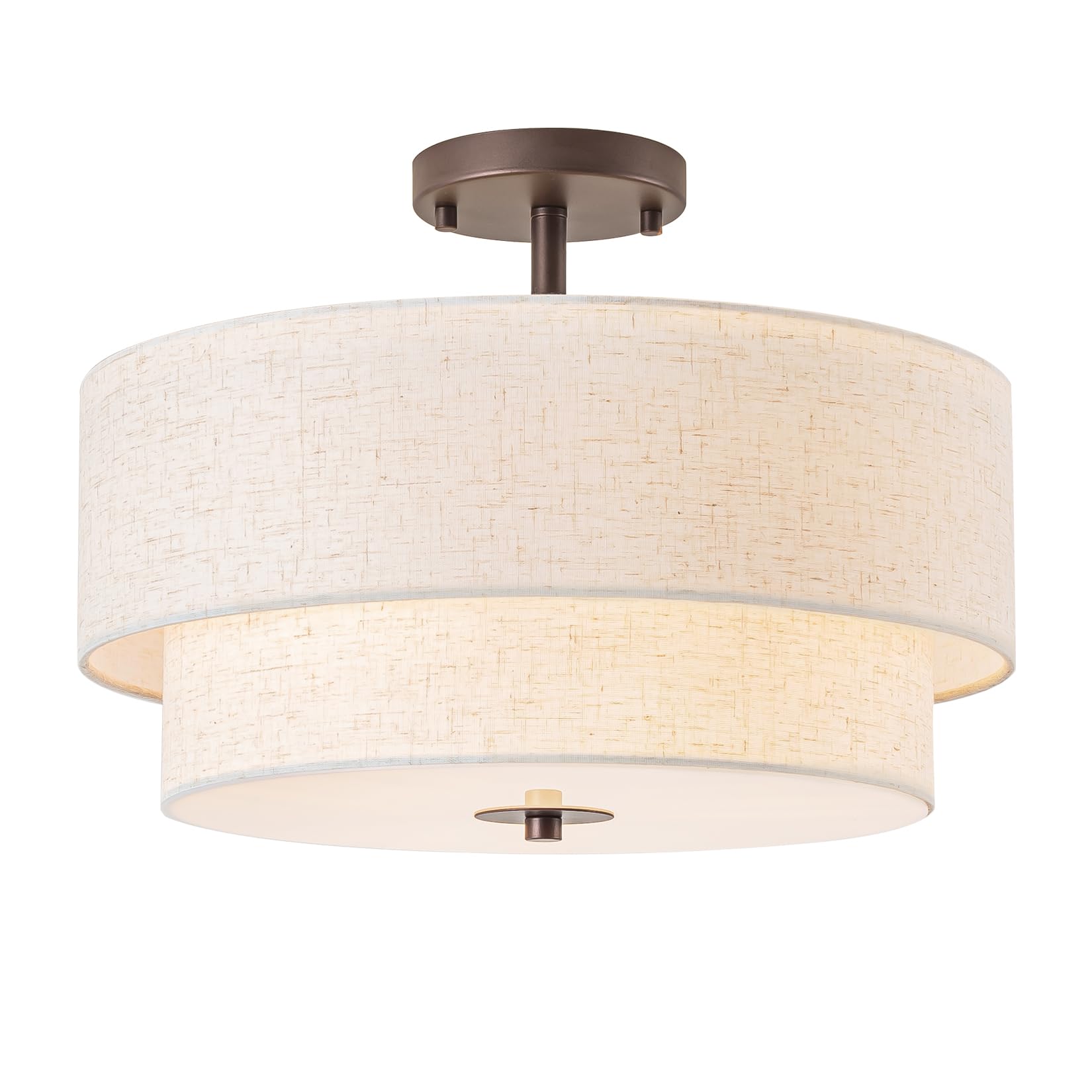 Bargeni Semi Flush Mount Ceiling Light,16 inch Double Drum Ceiling ...