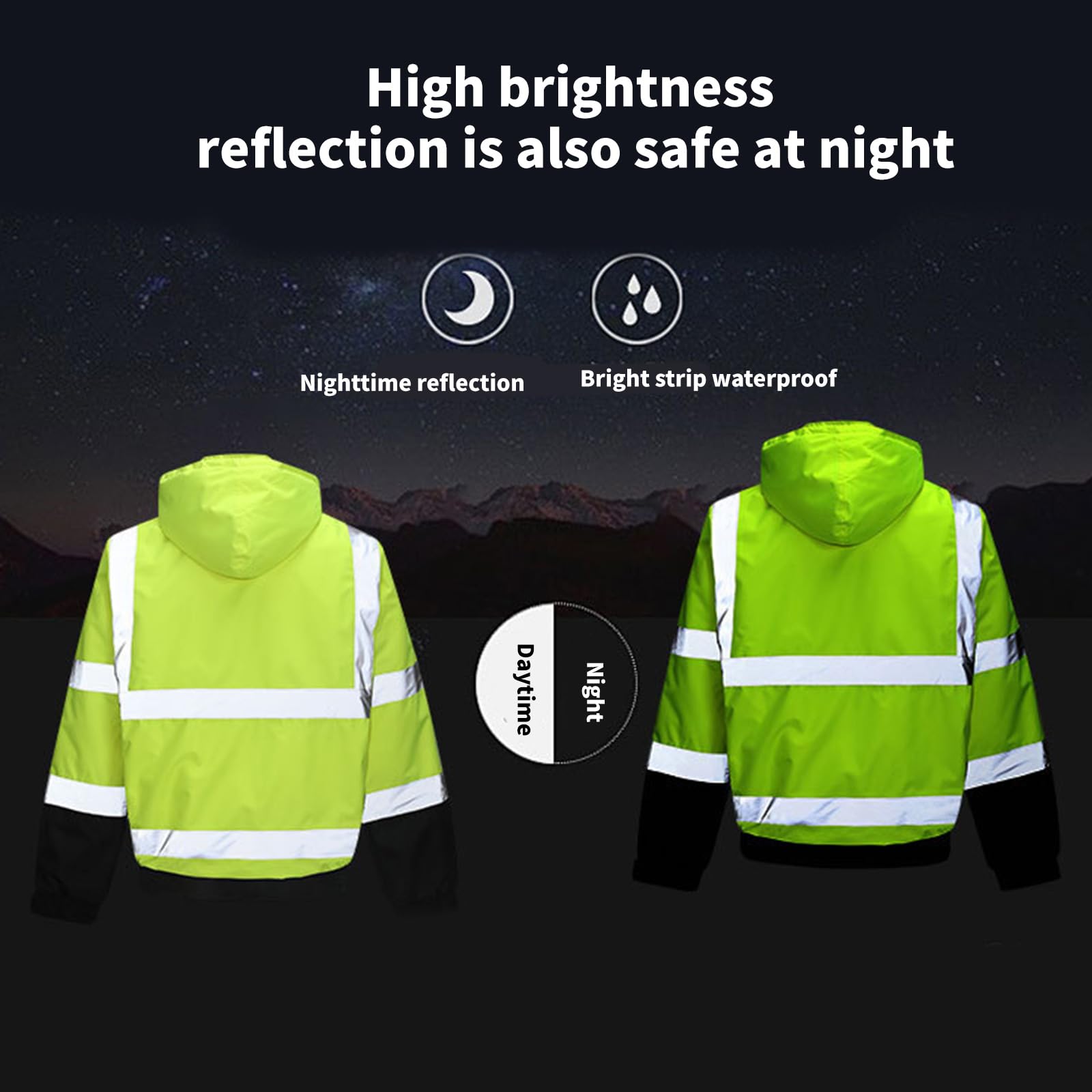 Chaquetas aislantes transpirables impermeables para visibilidad en el trabajo al aire libre, chaquetas de lluvia, trabajo en carretera