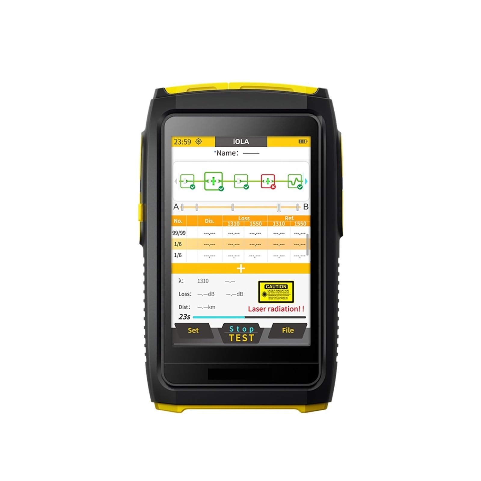 Mini OTDR Aktywny Test Na Żywo Światłowodu 1550nm 20dB Reflektometr Światłowodowy Ekran Dotykowy OPM Mapa Zdarzeń Tester Profesjonalne narzędzie dla elektryków(FWT 100 S5L iOLA UPC)