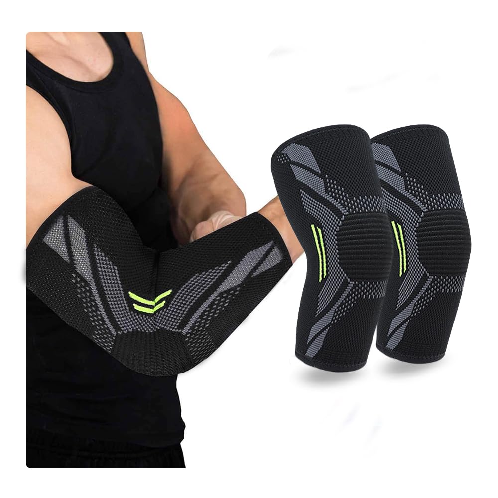 2 Pezzi Gomitiere Da Palestra E Sportive - Fascia Di Compressione Per Tendinite, Gomito Del Tennista, Epicondilite - Manicotto Unisex, Taglia L - 2