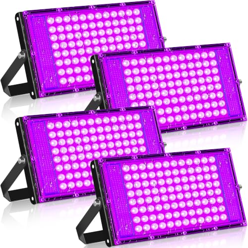 Image of 4 Pack 100W LED Black Light for Glow Party, Waterproof Blacklight Halloween