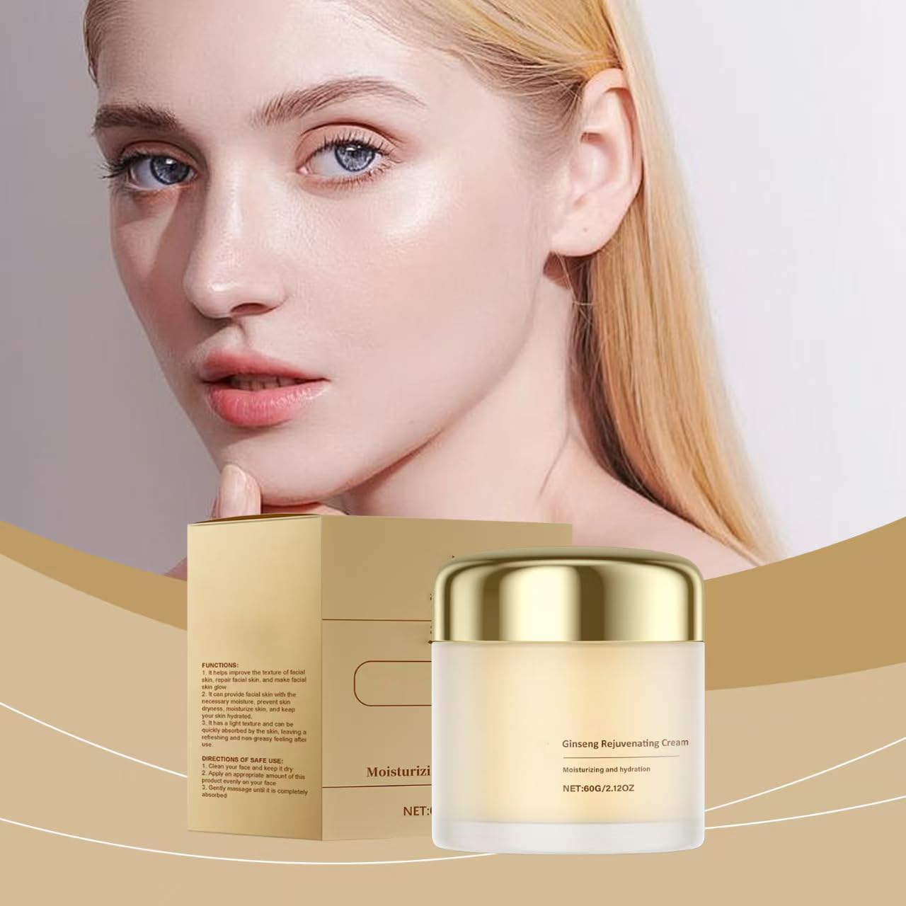 Crema rejuvenecedora de ginseng, suero facial para mujeres, antienvejecimiento, hidratación profunda para una piel más suave, reduce las líneas finas, adecuado para todos los tipos de piel. (5