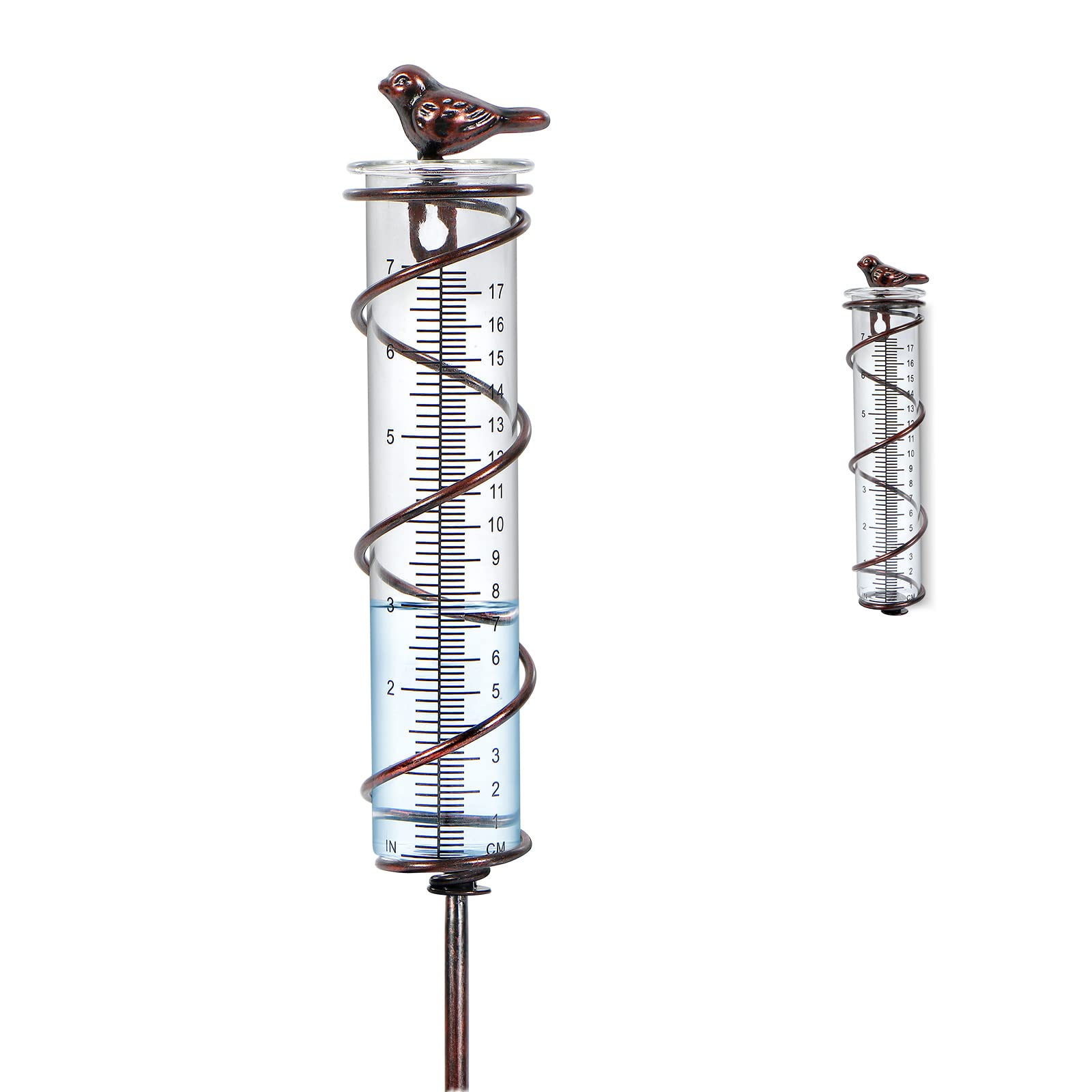 Buy Garden 7 Inches Large Rain Gauge, Glass Tube Metal Rain Guage for