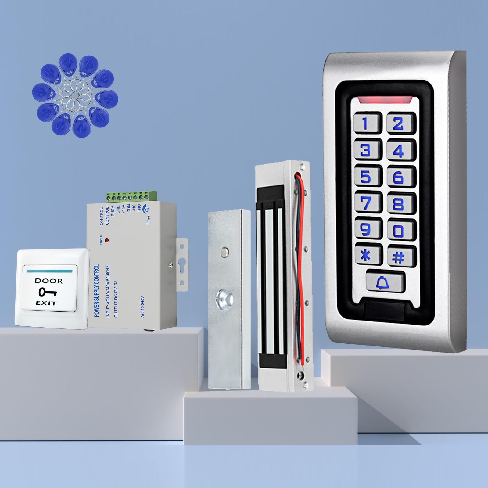 ReaIOKbii Access Control System Kit Waterproof Controller Keypad with 180kg/350lbs Electric Magnetic Lock, Door Exit Release - Image 2