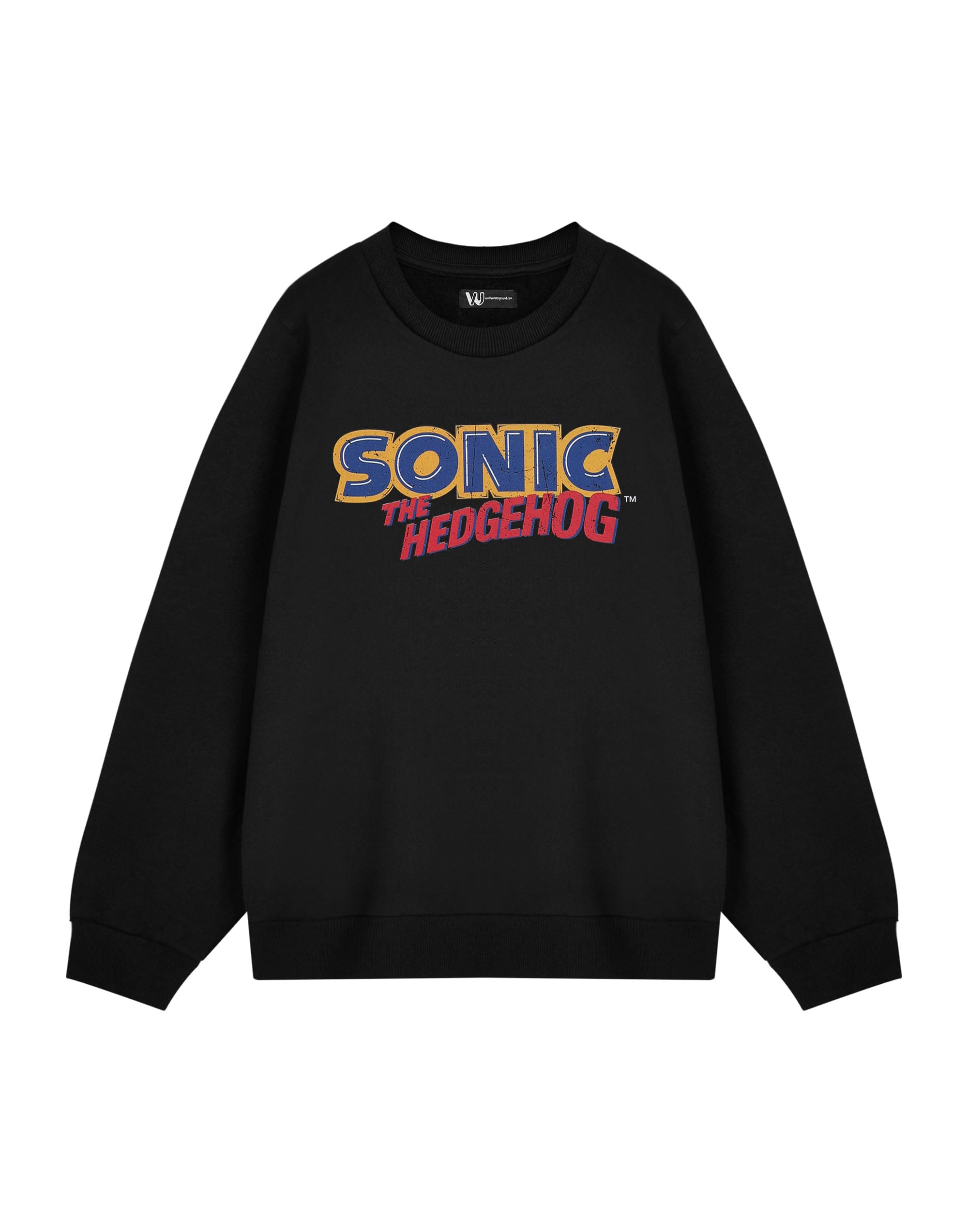 Sonic the Hedgehog Distressed Logo Black Sweatshirt - Mens Size M