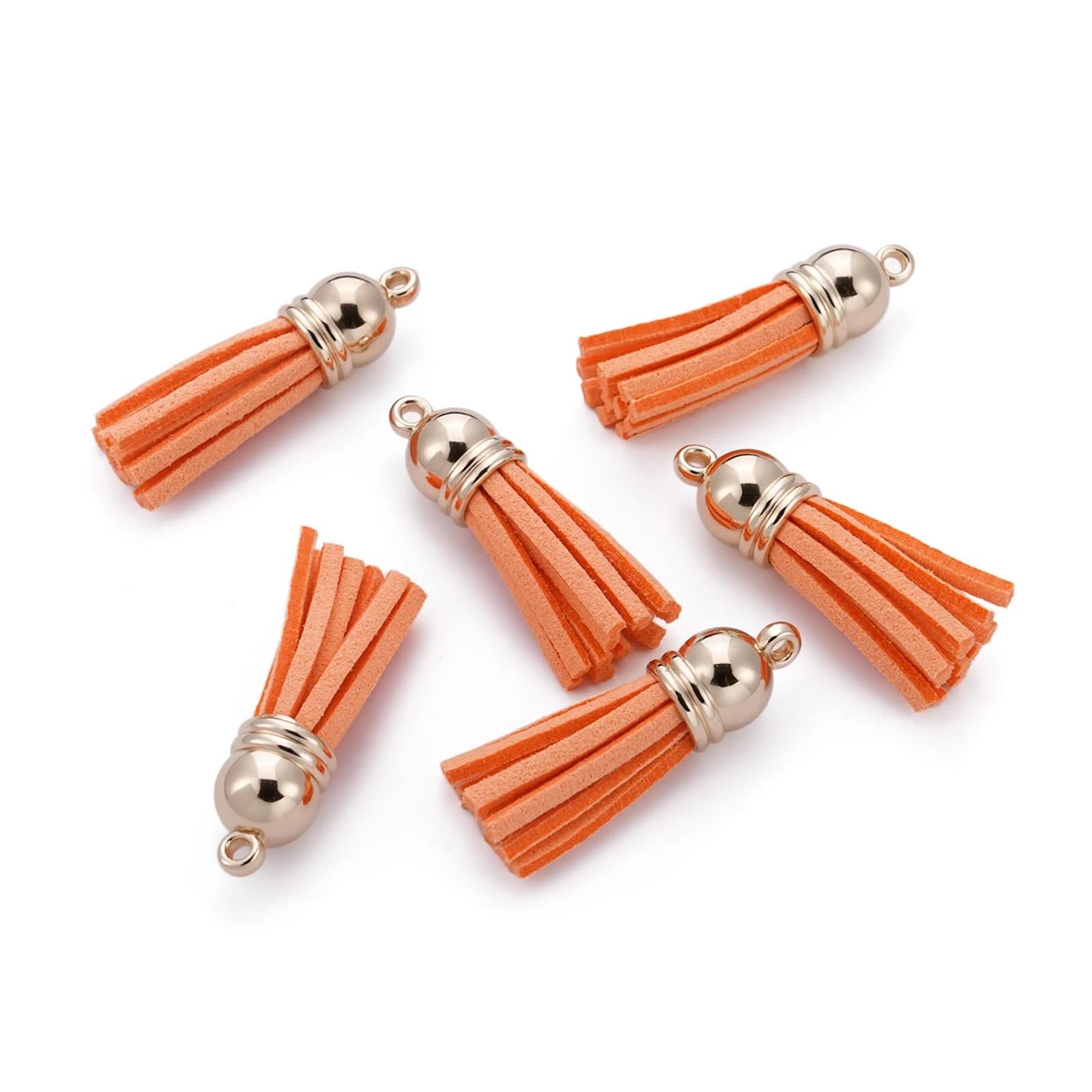 Suede Faux Leather Tassels 200 pcs/Lots Tassel Synthetic Suede Faux Leather Charms For DIY Keychain Earrings Necklace Bracelet Jewelry Making Supplies(Orange)