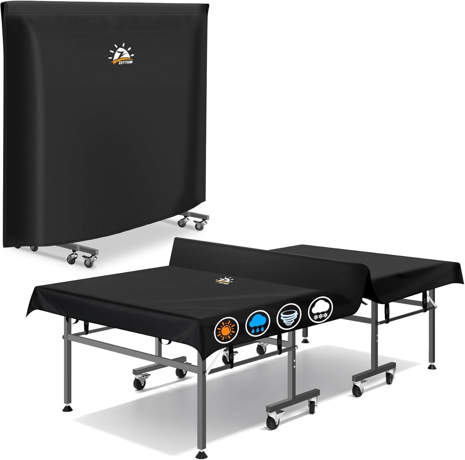 Zettum Funda de Mesa de Ping Pong 188 L x 155 A CM, 600D Oxford Impermeable y Protección Resistente Cubierta para Tenis de Mesa, Compatible con mesas plegables y estándar de ping-pong