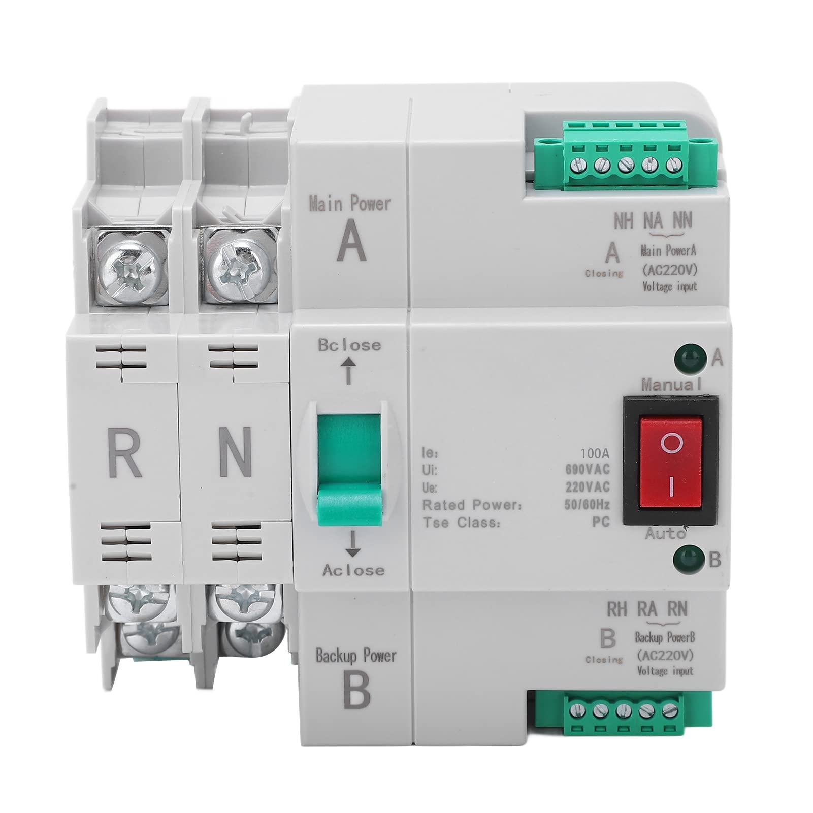 Interruptor de Transferencia Automática Dual Power 2P, AC 220V Interruptores Selectores Eléctricos de Riel DIN