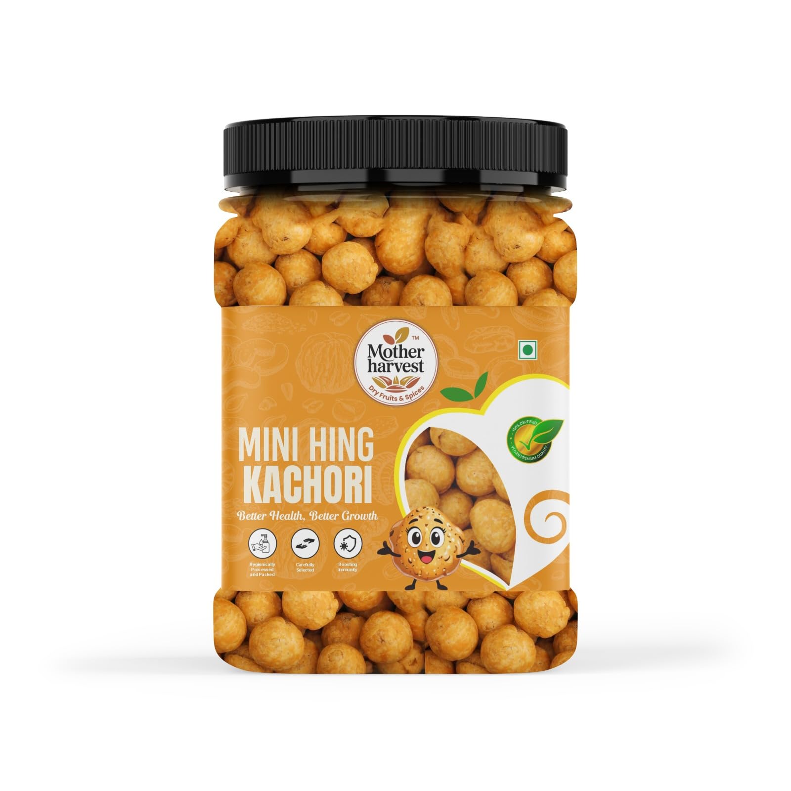 Mother Harvest Mini Hing Kachori – Crispy Spicy Indian Snack, Made with Wheat & Moong Dal, Healthy Immunity-Boosting Treat for Kids & Adults – Hygienically Packed, Traditional Savory Bites (250gram)-image-38