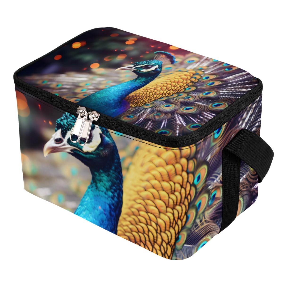 Lunch Bags for Women Men 9 Cans,Animal Peacock Hot & Cold Food Delivery Bag Insulated Grocery Bag Insulated Lunch Box Beautiful Peacock Cooler Bag for Office Work Picnic Beach