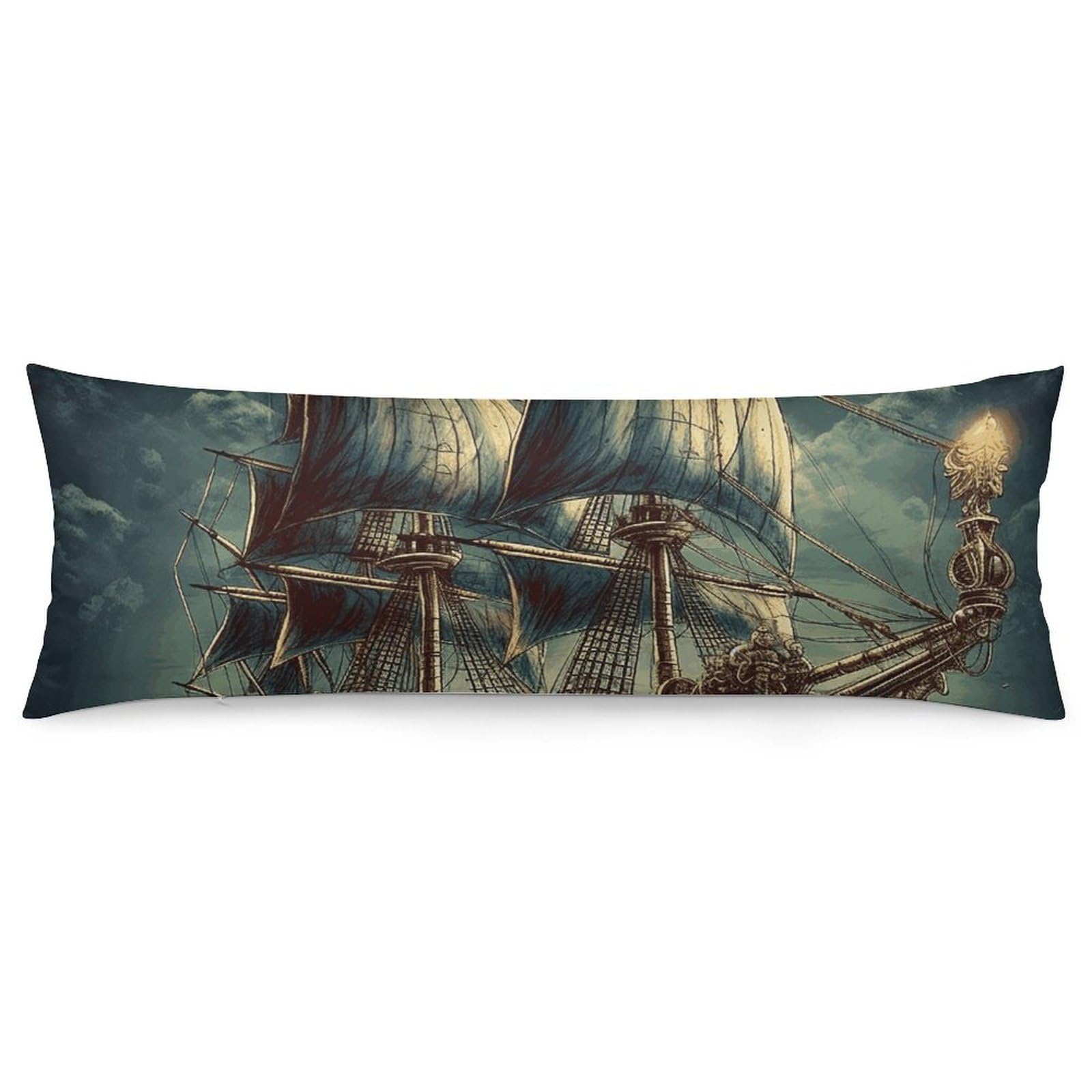 2 Pack Pillow Cases for Hair and Skin, Soft Breathable Pillow Case Covers with Hidden Zipper, Nautical Vintage Sailing Pirate Ship Pillowcase 20"x54" Pillow Covers for Sleeping Gift