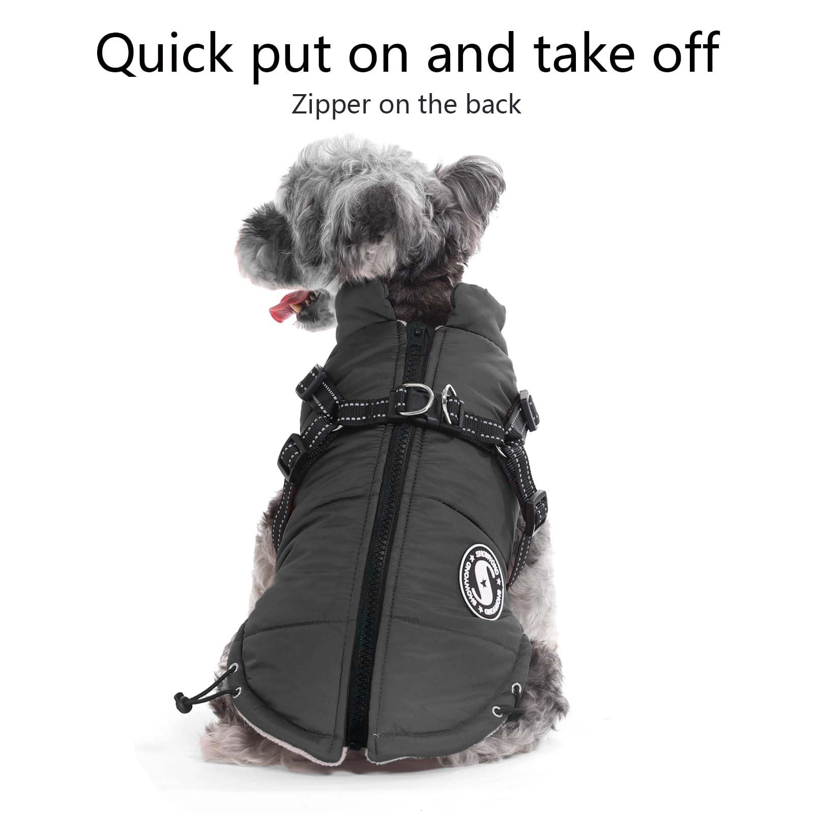 showyond Dog Coats Waterproof Winter Warm Zip Up Dog Coat with Harness Jacket for Puppy Small Medium Large Dogs - Image 2