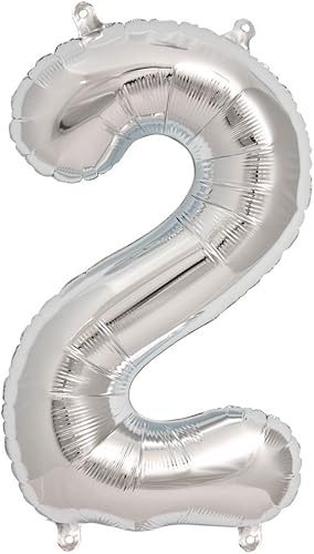Globo de aluminio plateado relleno de aire número 2 de 16 pulgadas