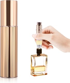 Tikplus Perfume Atomiser 5ml Mini Perfume Spray Bottles, Portable and Refillable Travel Atomiser Spray, Leak Proof Empty Perfume Dispenser for Women and Men (Gold)