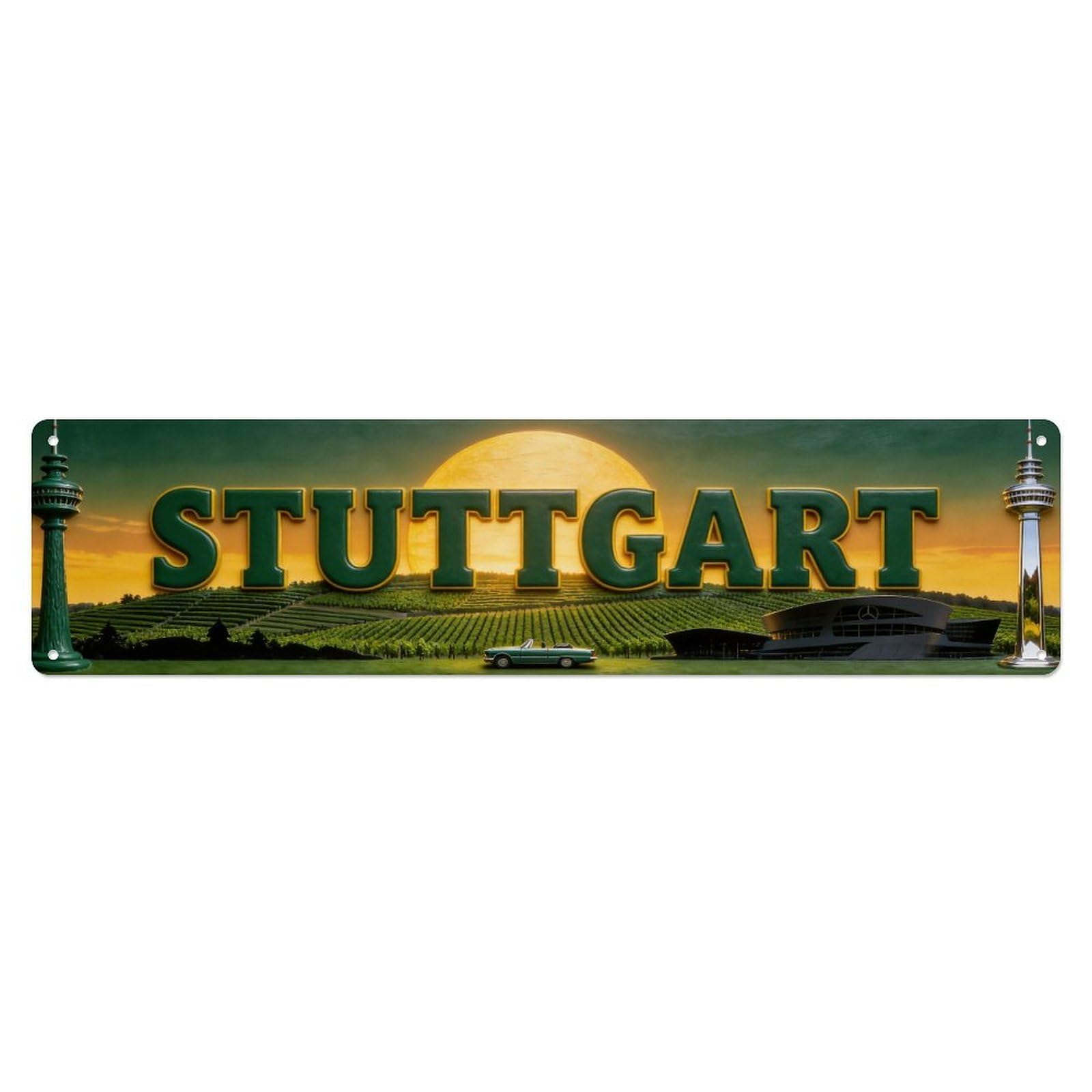 Metal Tin Sign Stuttgart Germany Vintage