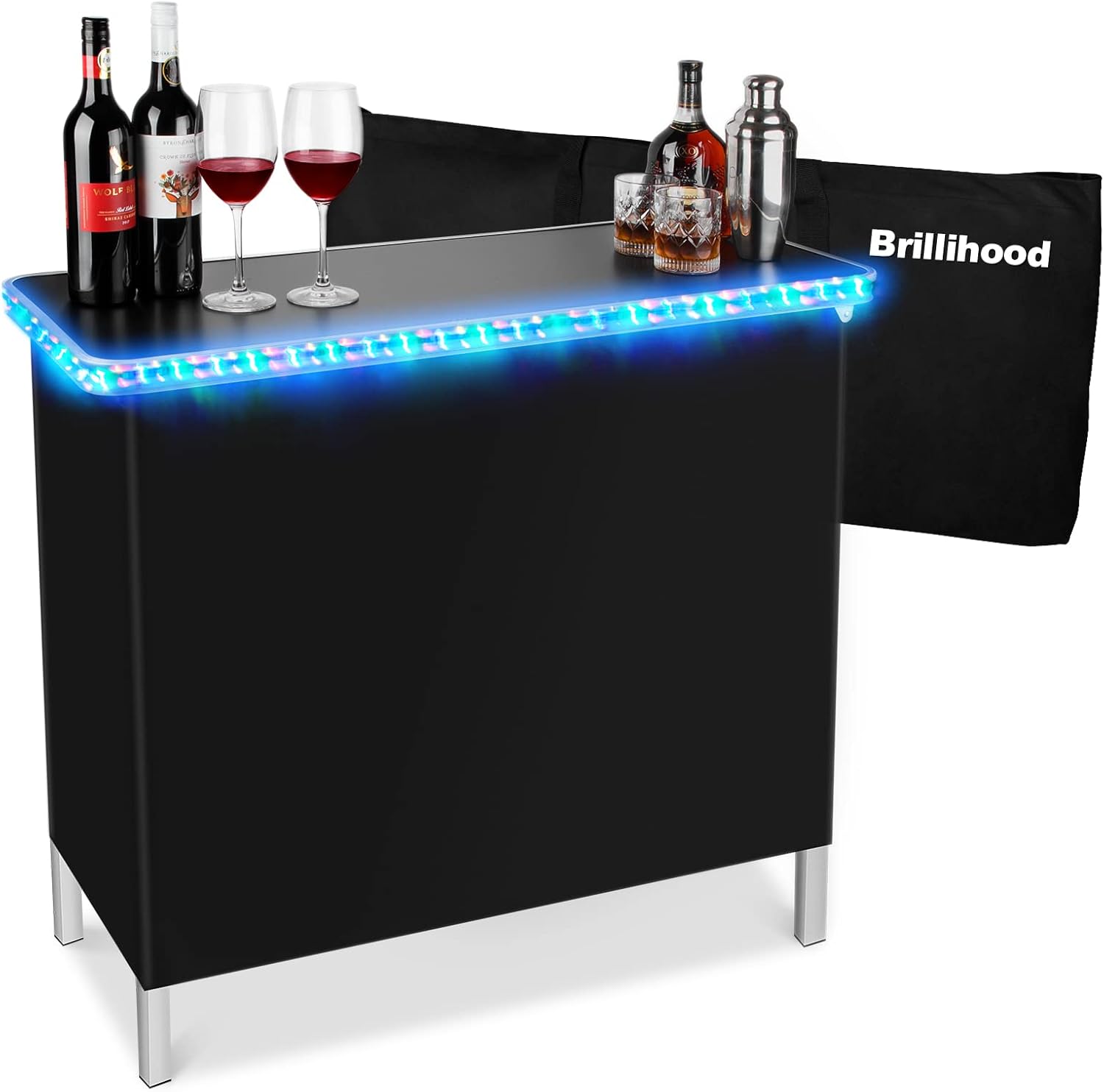 BRILLIHOOD Portable Light Bar Table, Music Sync Party Tables with RF