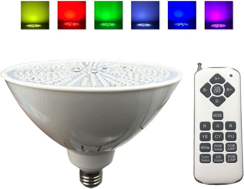 Taysing Color Changing Swimming Pool Lights Bulb LED PAR56 Light (Switch Control + Remote Control Type) for Pentair Hayward Light Fixture,and for Inground Pool,E26 E27 Edison Screw Base 12V-36W
