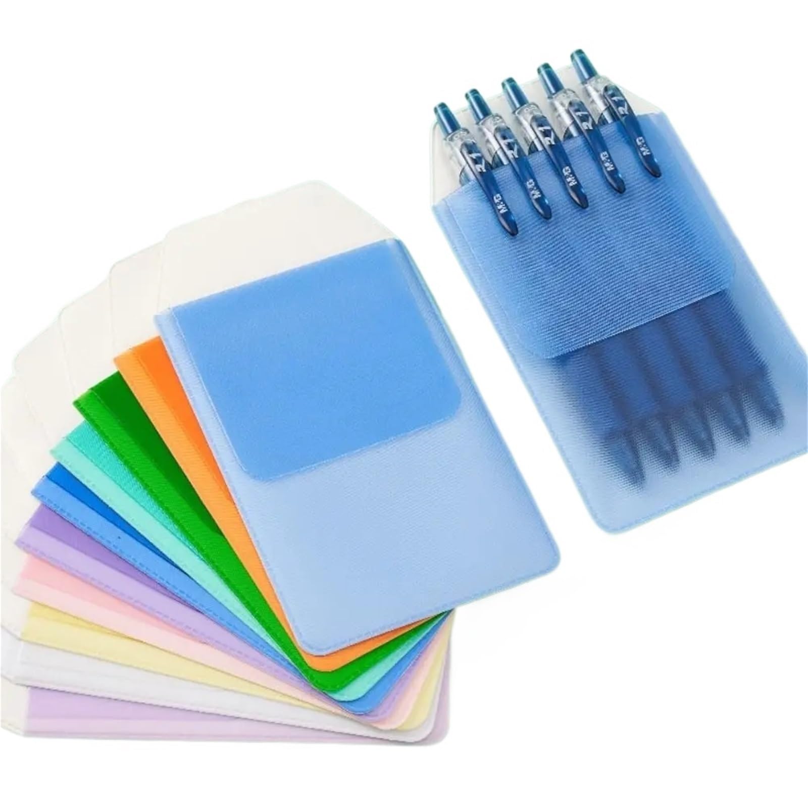 Mlyvax 60Pcs Leak-Proof Nurse Pen Pocket Multi-color Ink-Resistant PVC Pencil Case Portable Protective Insert Pouch(Pink)