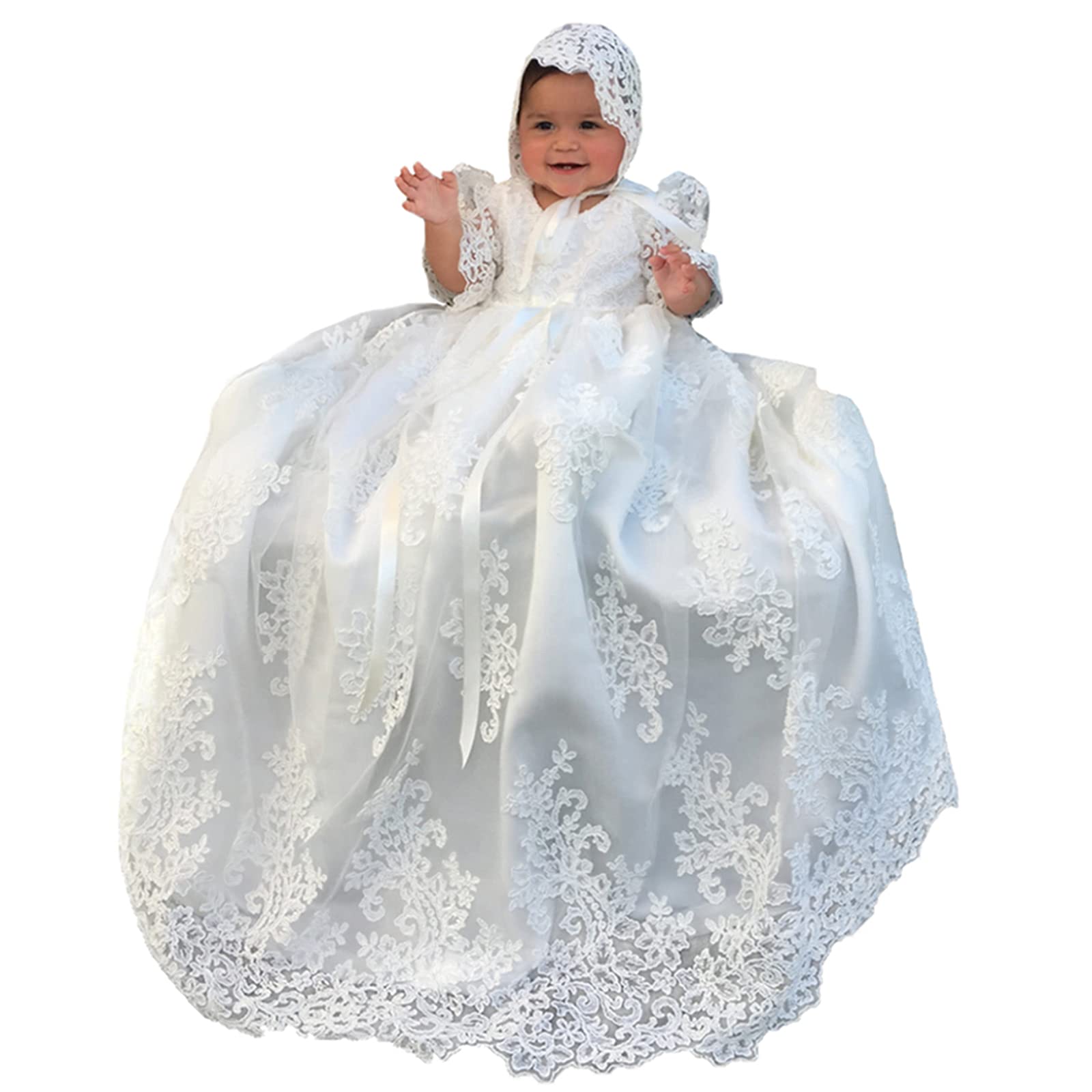 Lovely Lace Girls Christening Gowns Dresses 0-3 Months
