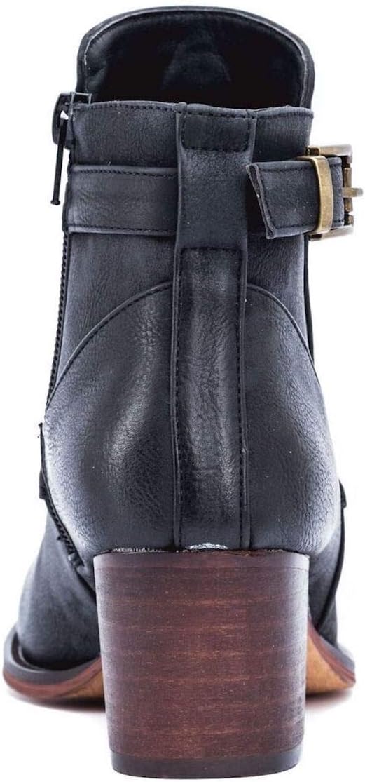 Gc Shoes Austin Western Ankle Boots - Zip-Up Metal Studded Stacked Heel Boot