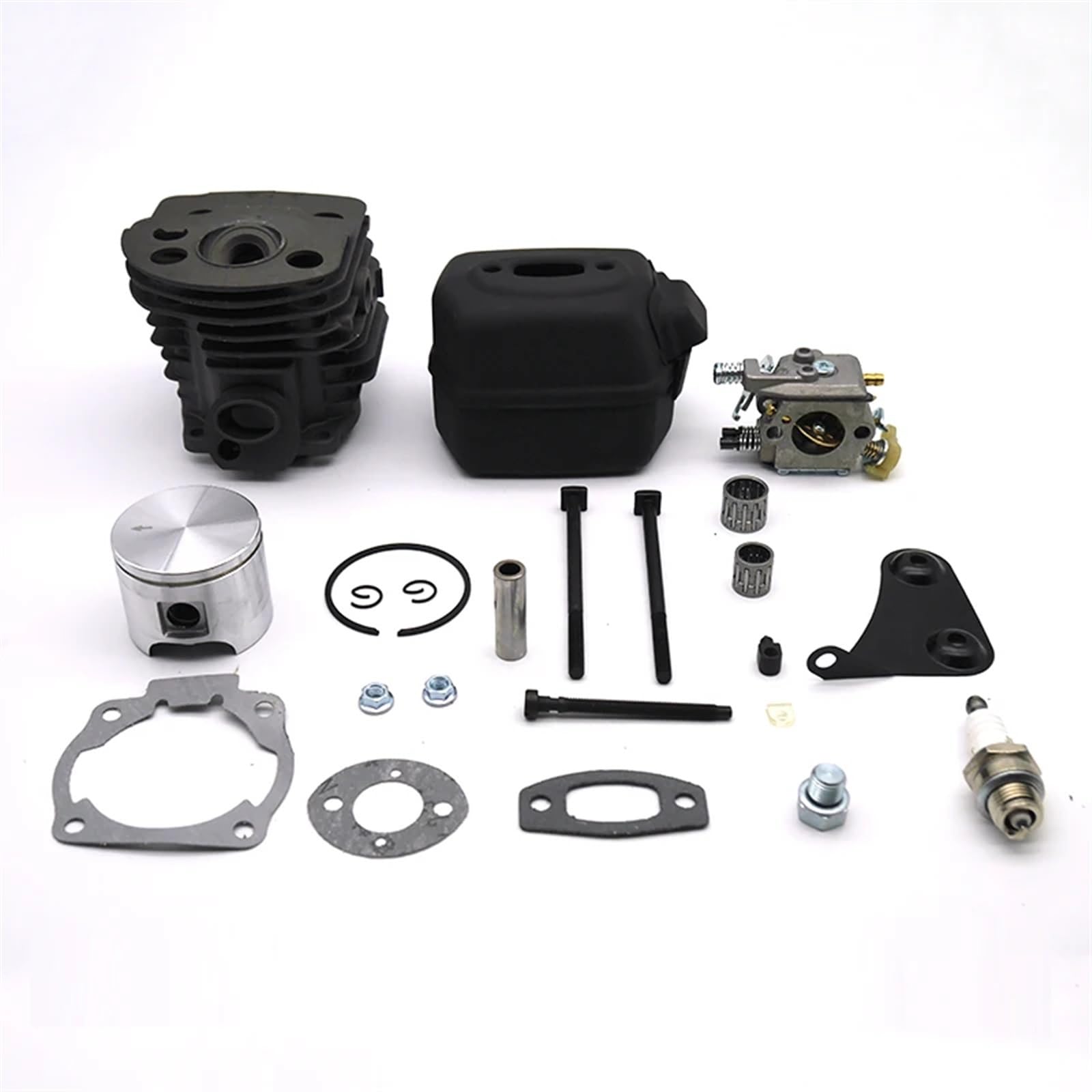 Wivplex Kit tendicatena regolatore pistone cilindro carburatore scarico marmitta 46MM, for Husqvarna, 55 51 pezzo di ricambio for motosega da giardino Kit guarnizione cilindro pistone