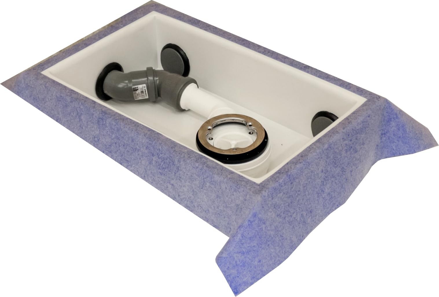 Sellon24® Pudełko odpływowe do brodzików prysznicowych i wanien 47,5 x 28 x 12 cm Hermetyczne pudełko bezpieczeństwa do systemu odpływowego