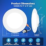 LVWIT 6 1 cm 5CCT LED En contrebas, 10W 1000 Lumens Dimmable, IC Échéance LED Éclairage encastré, 2 Boîte (2700K/ 3000K/ 4000K/ 5000K/ 6000K- 5CCT)