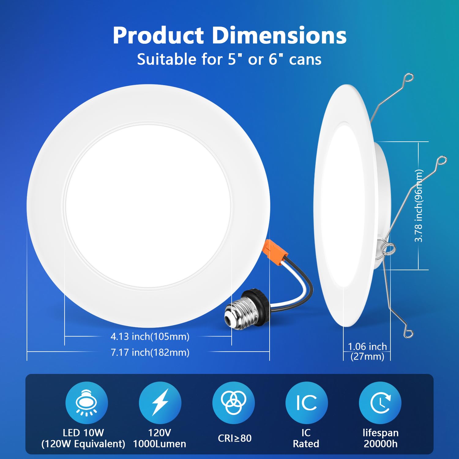 Recessed Base Color LVWIT Recessed Lights 6 Inch, Modern Retrofit LED Recessed Lighting ...