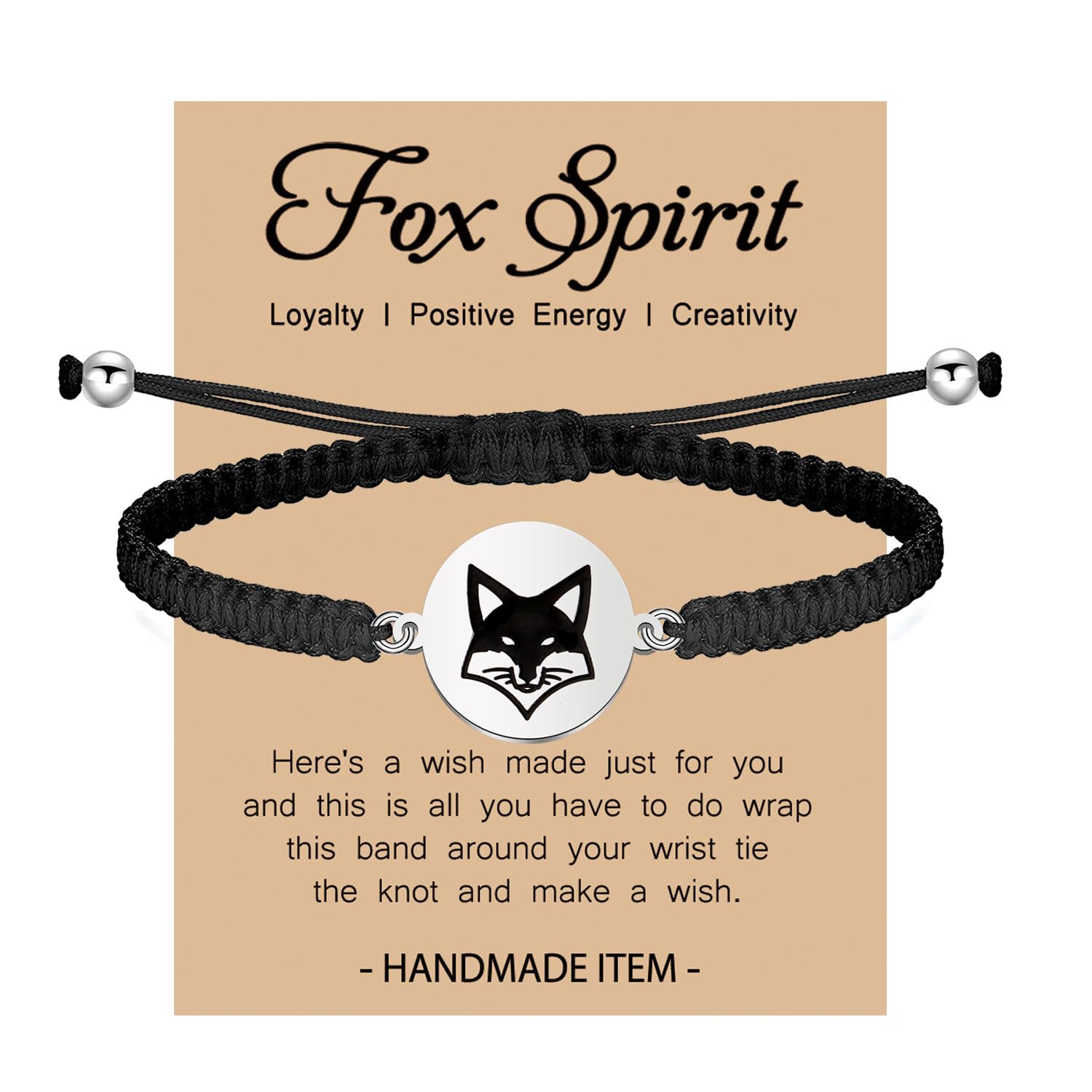 MAOFAEDFox Gift Fox Spirit Loyalty Creativity Positive Energy Inspirational Gift Fox Handmade Bracelet for Men Women