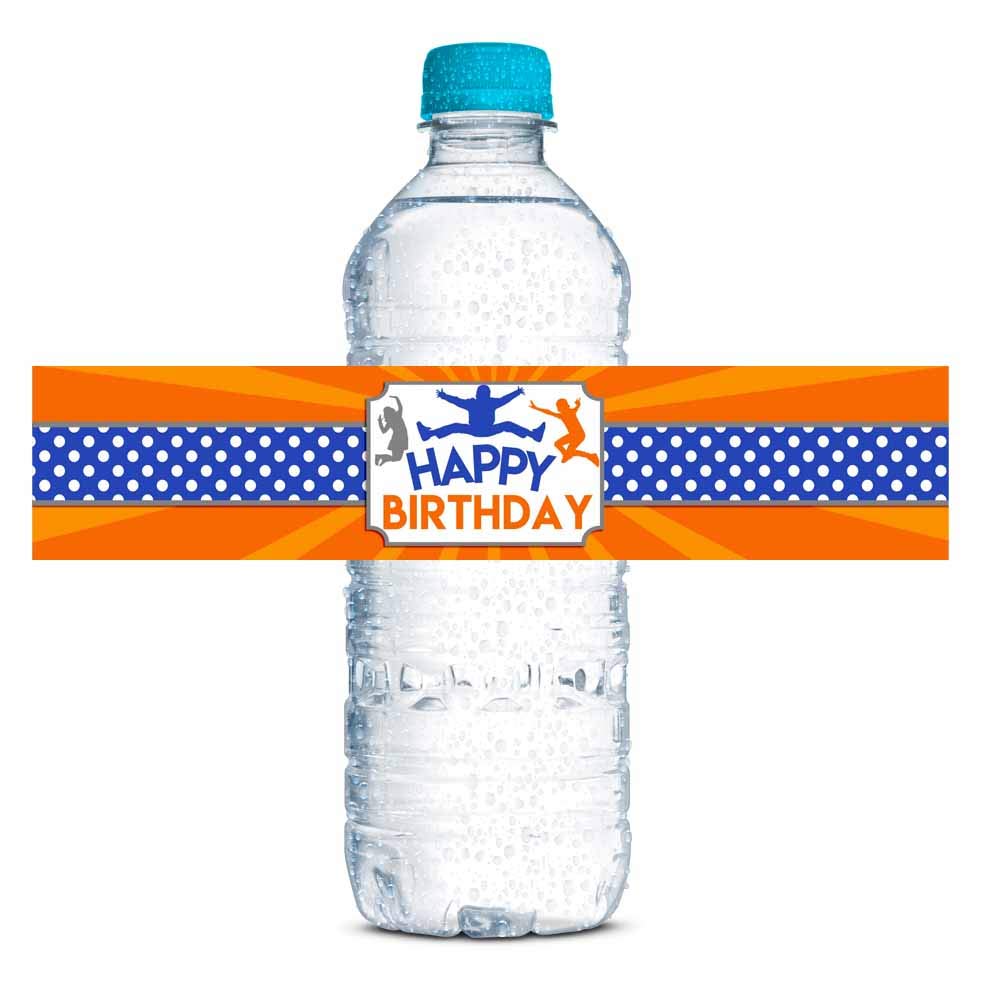 Stickers pour bouteille d'eau de parc de trampoline pour fêter un anniversaire d'enfant