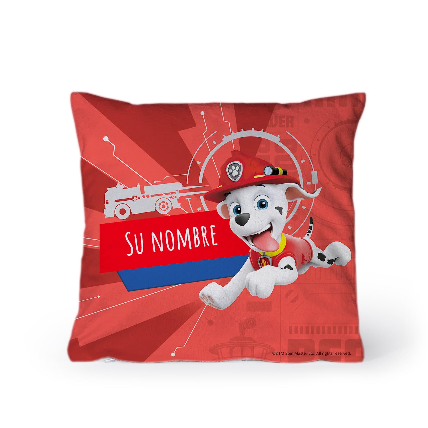 PICANOVA Cojín Personalizado La Patrulla Canina | Chase 40x40 Cm Con Nombre | Funda Y Relleno | Regalo Infantil Único