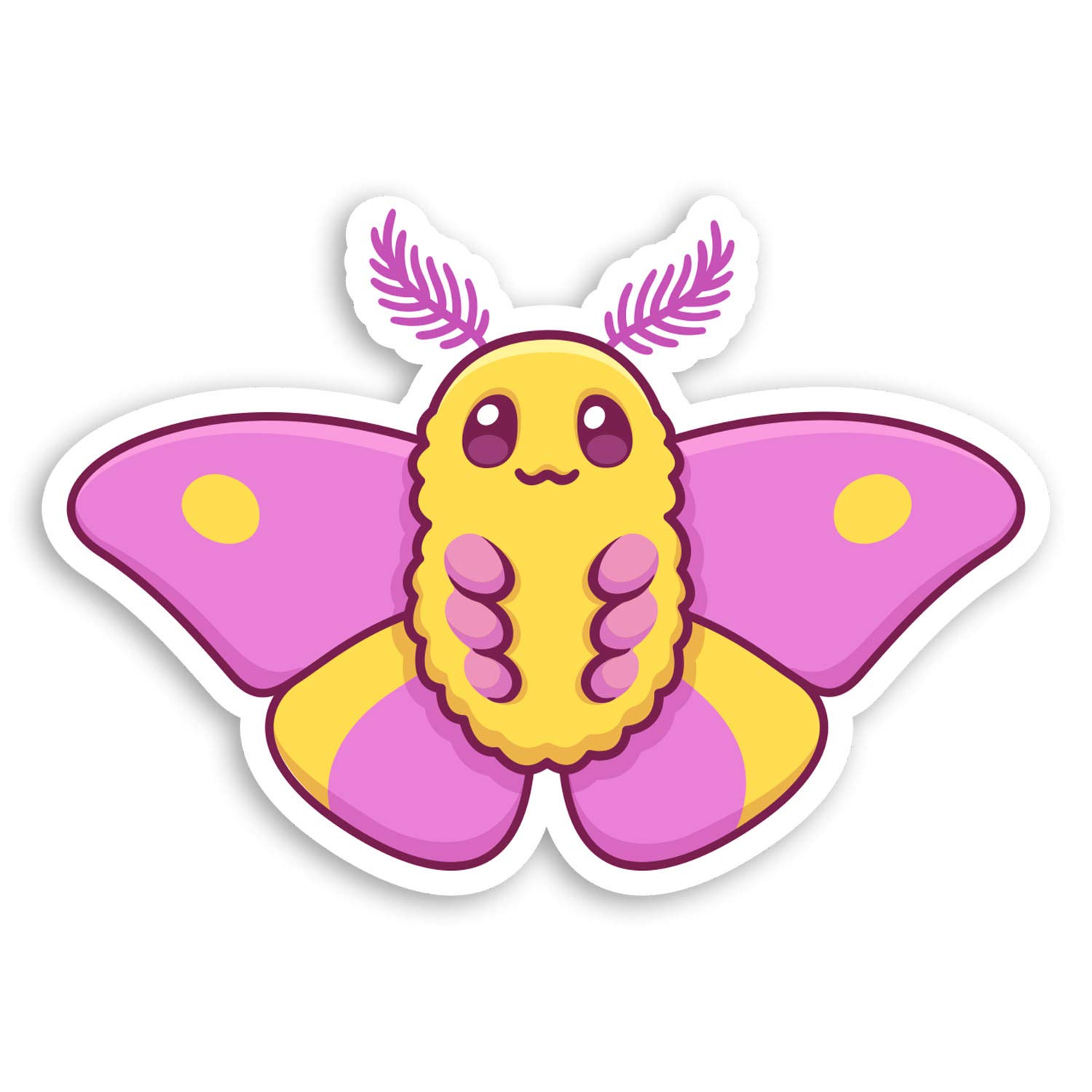 Destination Vinyl Ltd Multi 2 X 10Cm Rosy Maple Moth Vinyl Stickers - Cute Pink Bug Insect Sticker #29672