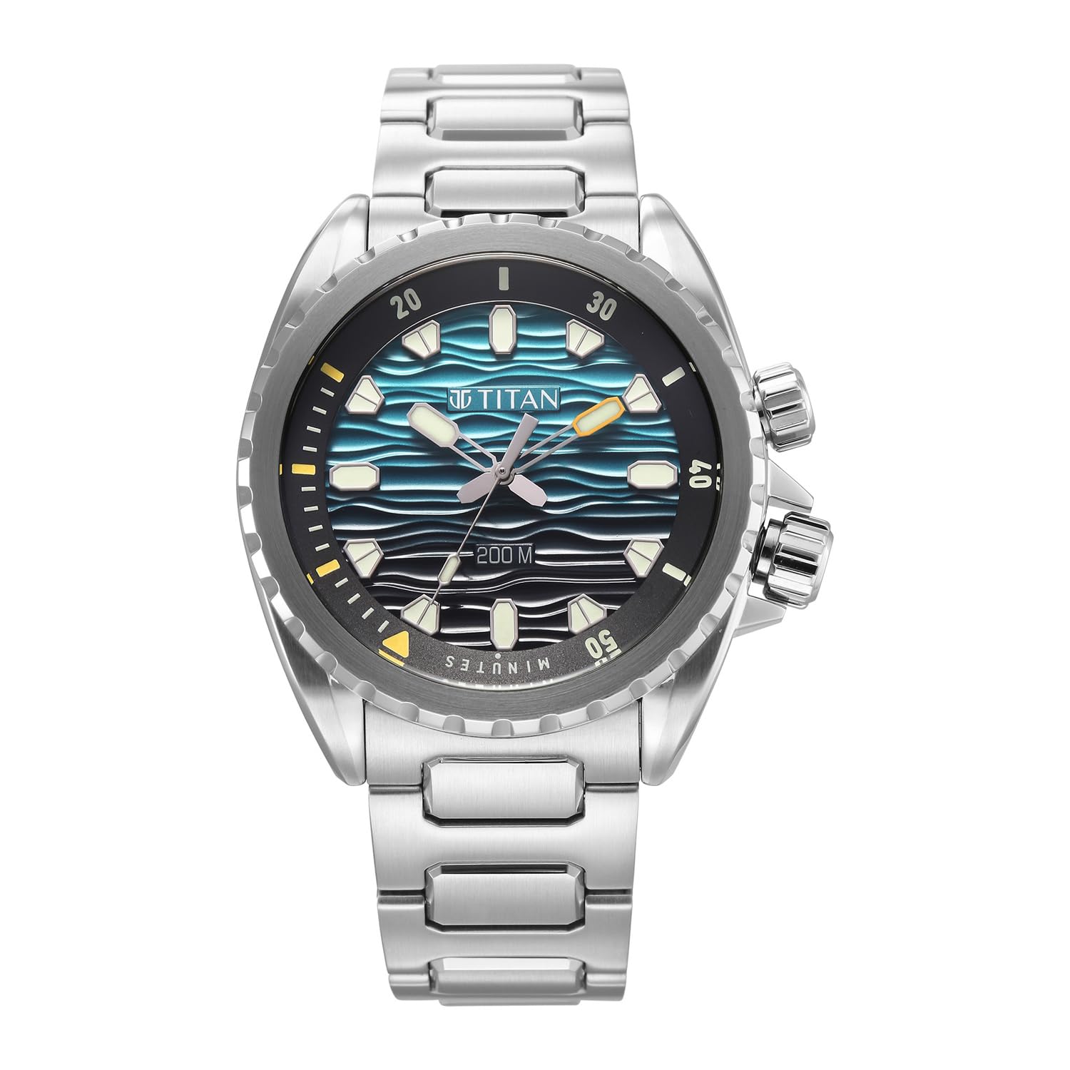 Titan Zero Hour Diver's 200m Analog with Blue Dial Silver Stainless Steel Strap Watch for Men - 10068KM01-image-18