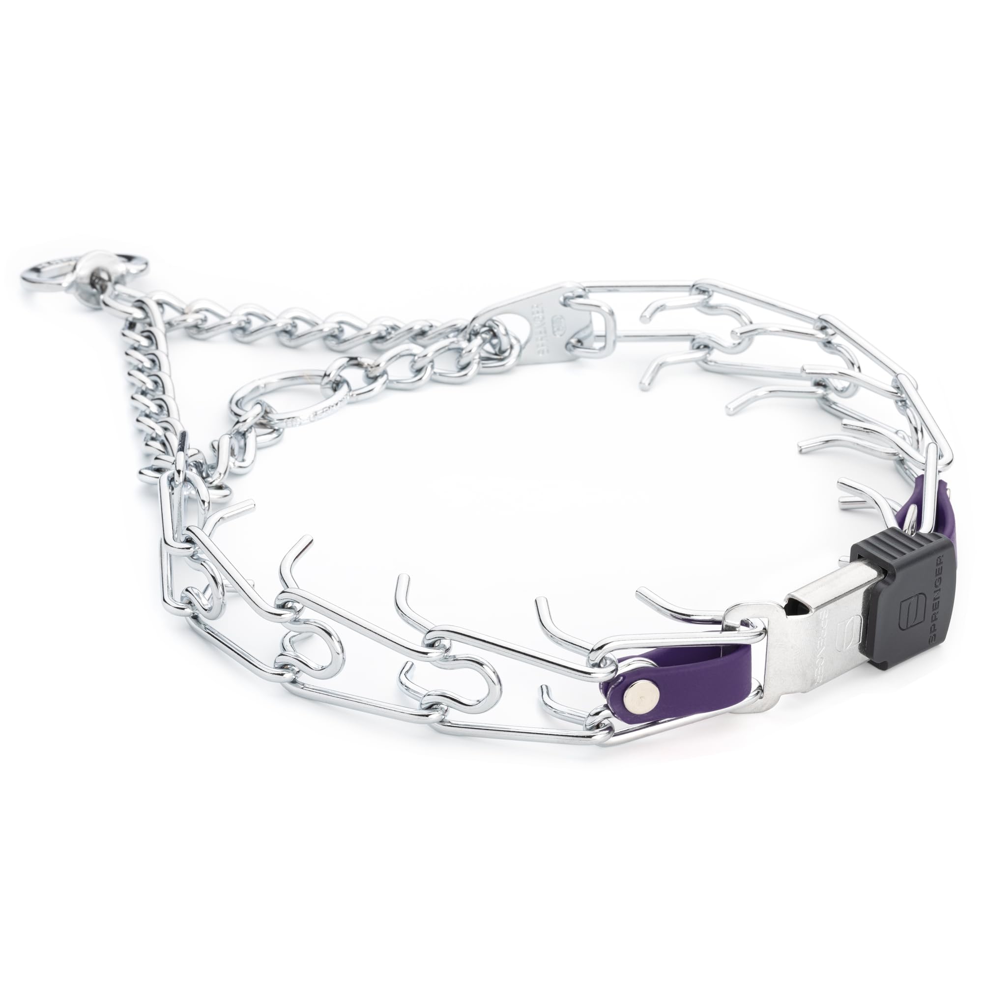 Collier de dressage Herm Sprenger en acier chromé violet 58cm avec boucle ClicLock
