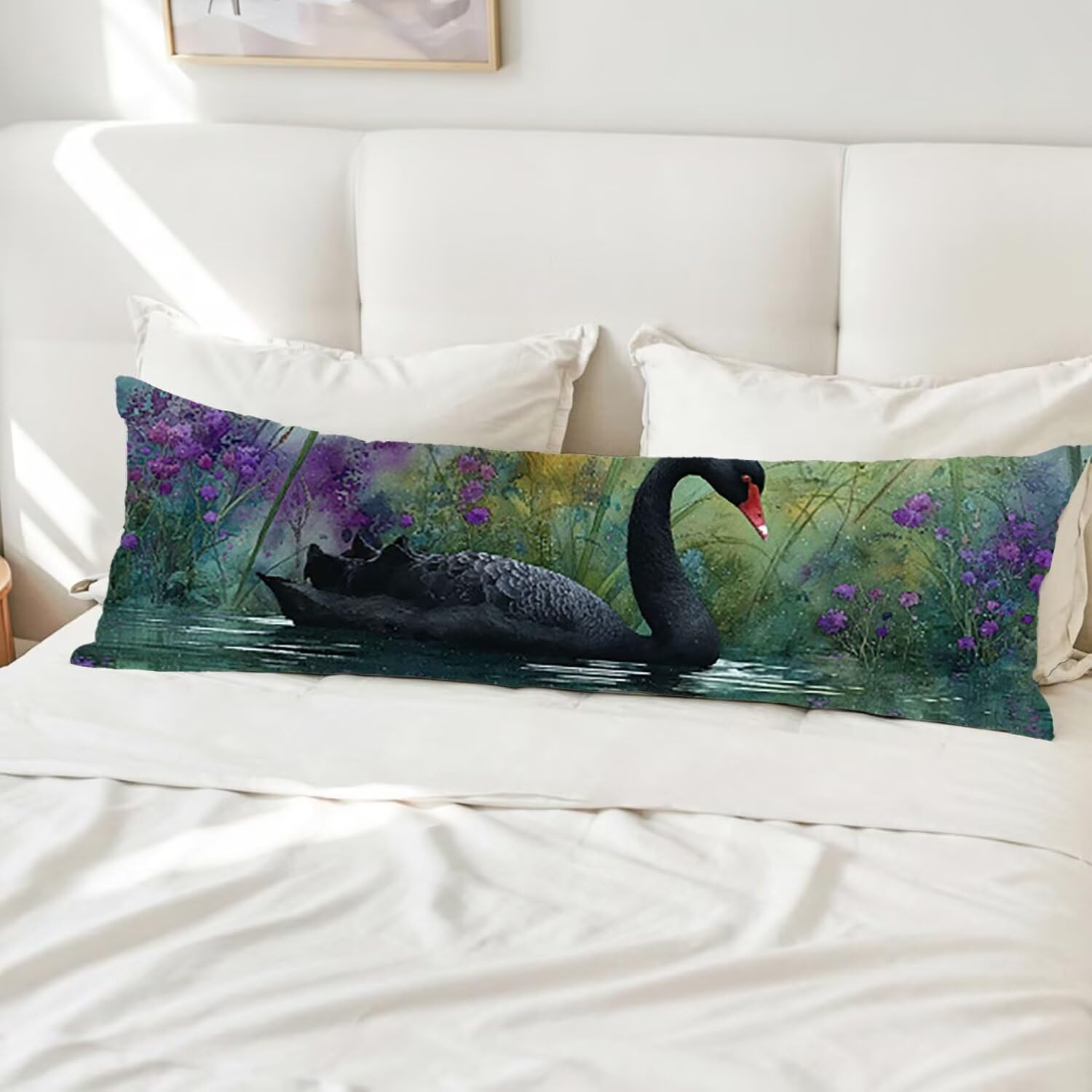 Ciąża Poduszka do ciała 60 x 180 cm, ergonomiczne wsparcie całego ciała, poszewki na poduszki do karmienia i ciąży z nadającą się do prania aksamitną poszewką, na plecy, brzuch i nogę, wystrój
