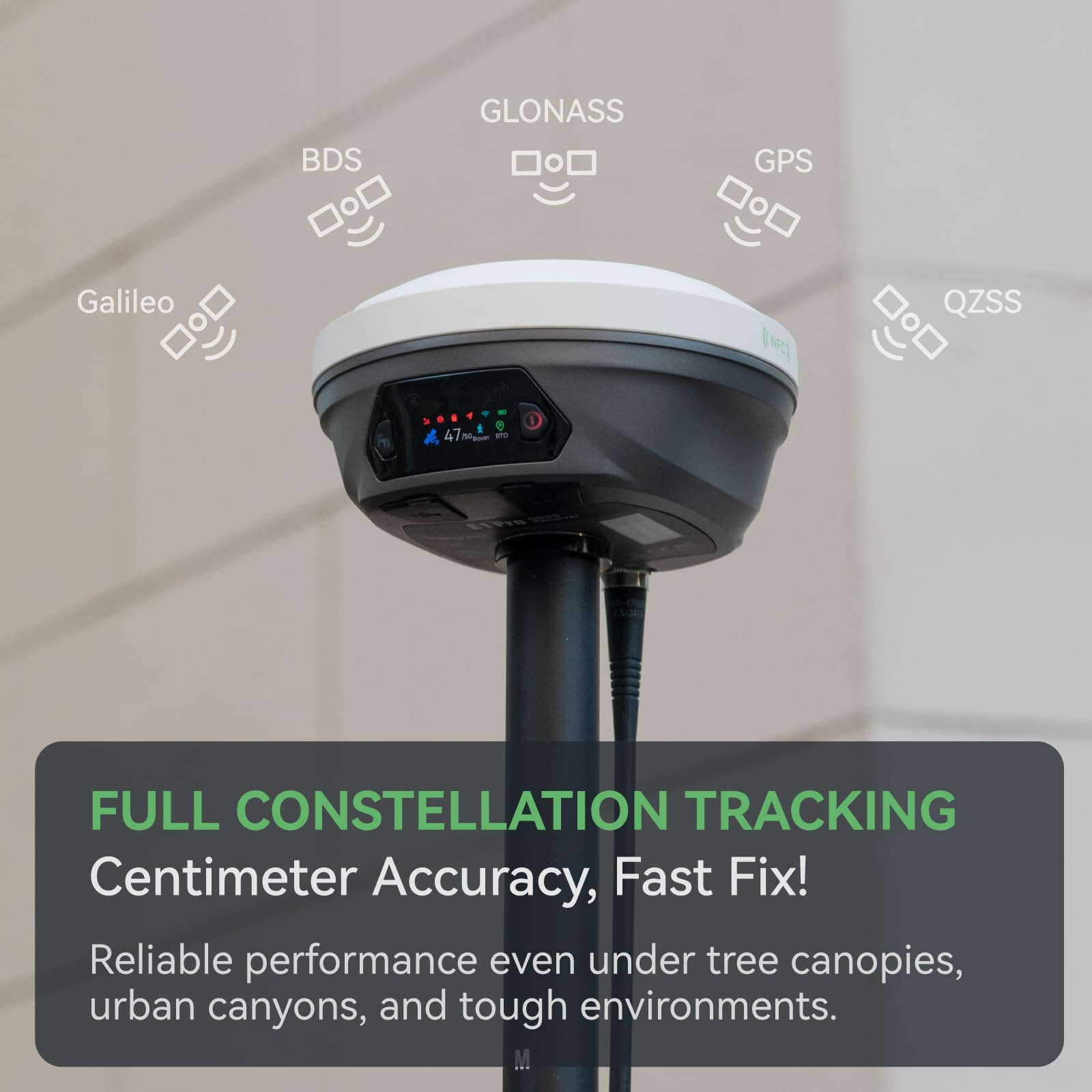 E1 Pro RTK GNSS Surveying Equipment, GNSS RTK GPS con ricevitore IMU Rover, GPS RTK con schermo a colori HD più grande e collettore portatile, precisione 1 cm, rilevamento inclinazione 60°
