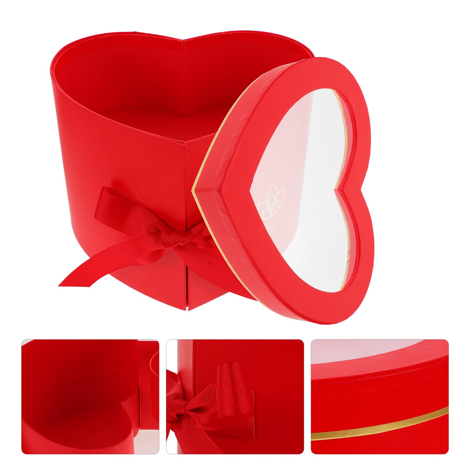 Beatifufu Herzförmige Blumenbox Doppellagig Drehbar aus Verpackungskarton Rot Geschenkbox für Valentinstag Geburtstag Hochzeit Blumendekoration