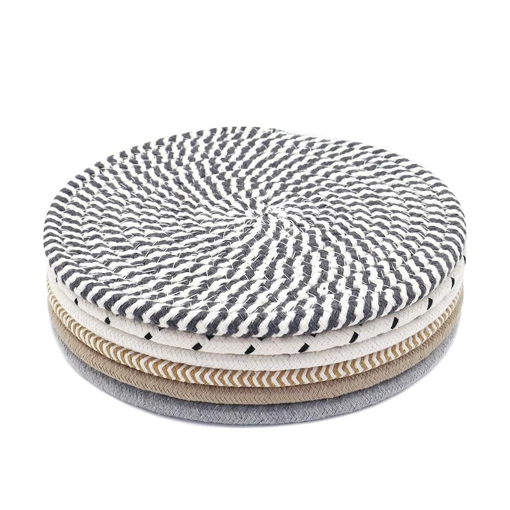 Aundhegrtt 1set Circular Woven Coaster Insulation Pad Tableware Bowl Mat Insulated Placemat Household Heat- Pad