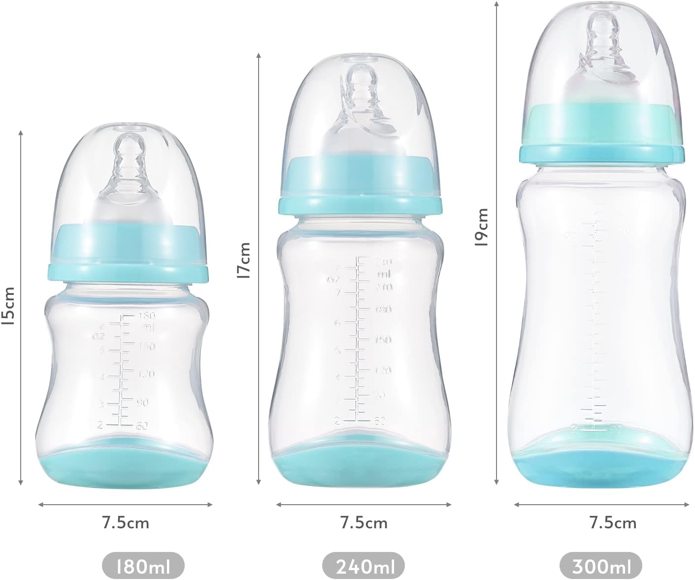 哺乳瓶, 哺乳びん シリコンニップル &amp; 収納カバー付き 哺乳びん 離乳食用 グレードPP ミルク収納ボトル 300ml 容
