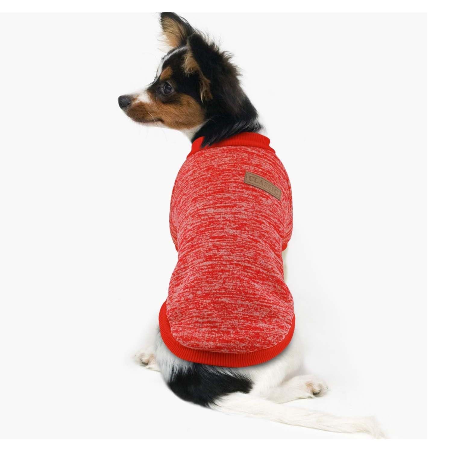 Lulala Dog Classic Knitwear Sweater, Fleece Coat only for Small Dog & Puppies, Warm Pet Dog Cat Clothes, Soft Puppy Customs (Orange-Red-6 Inch)