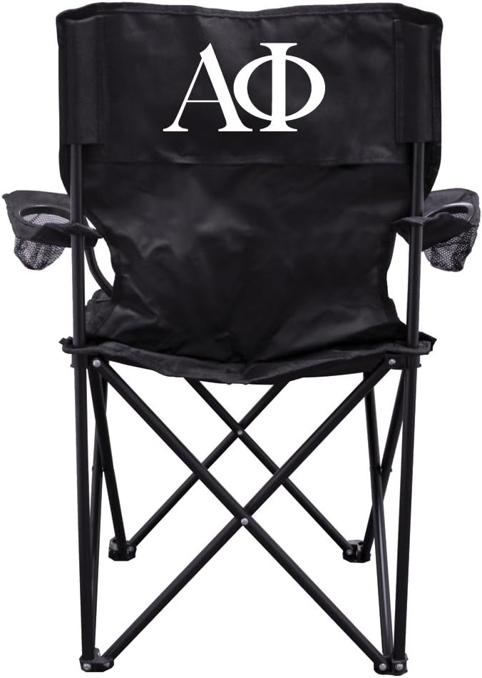 VictoryStore Outdoor Camping Chair - Alpha Phi Black Folding Camping Chair with Carry B