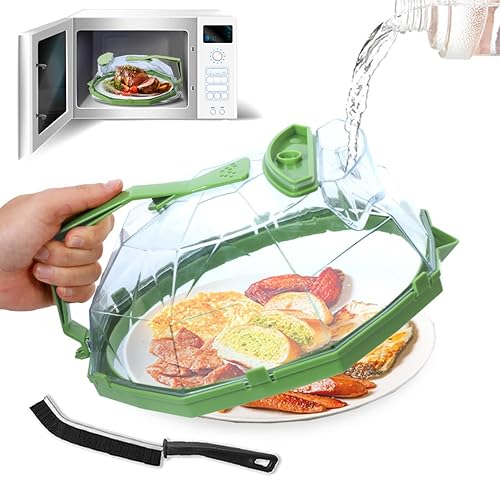 Cubierta de salpicaduras de microondas para protección de alimentos tapa transparente para placa de microondas con asa, cubierta de salpicaduras de