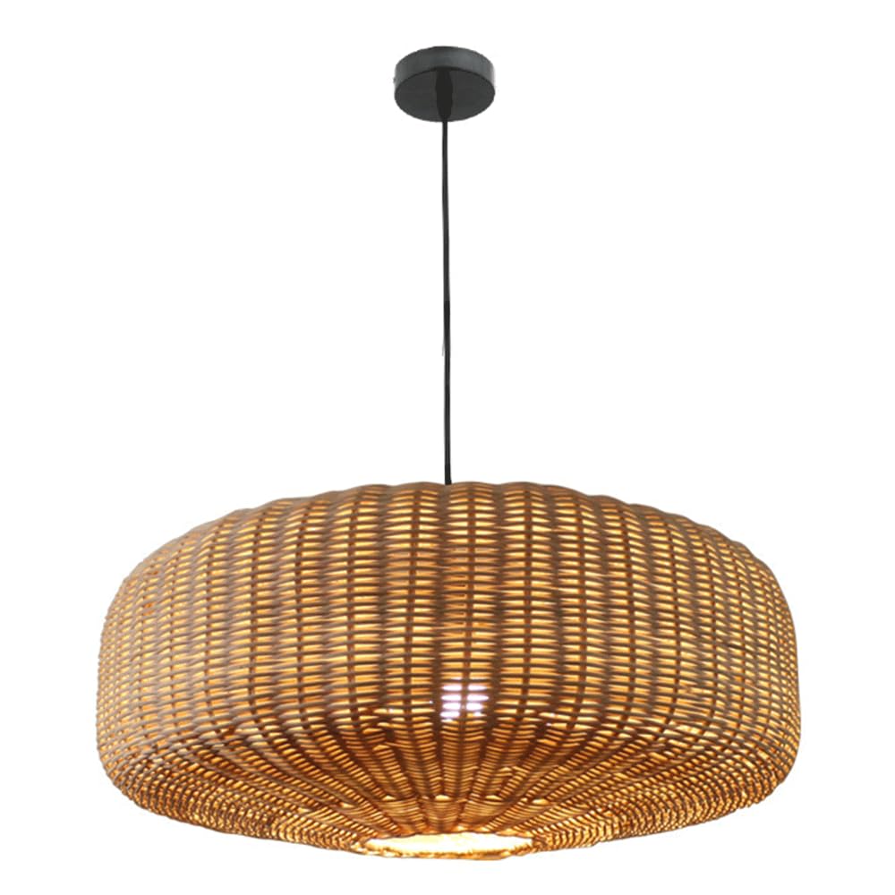 CJSLXGBL 1-Light Rustic Woven Pendant Light, Coastal Rattan Lampshade Hanging Lamp Light Fixtures RetroCoastal For Dining Room Kitchen Island Bedroom Foyer Hallway