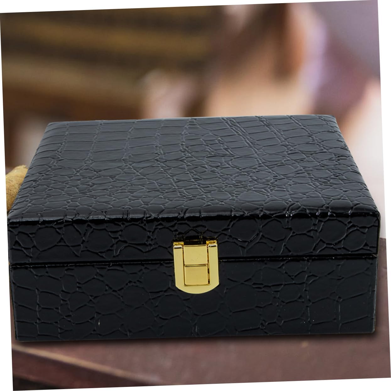 GANAZONO Porta Sigari con Coperchio Flip, Custodia Portatile in Pu Nero con Finitura Elegante e Bordo Liscio, 2pezzi