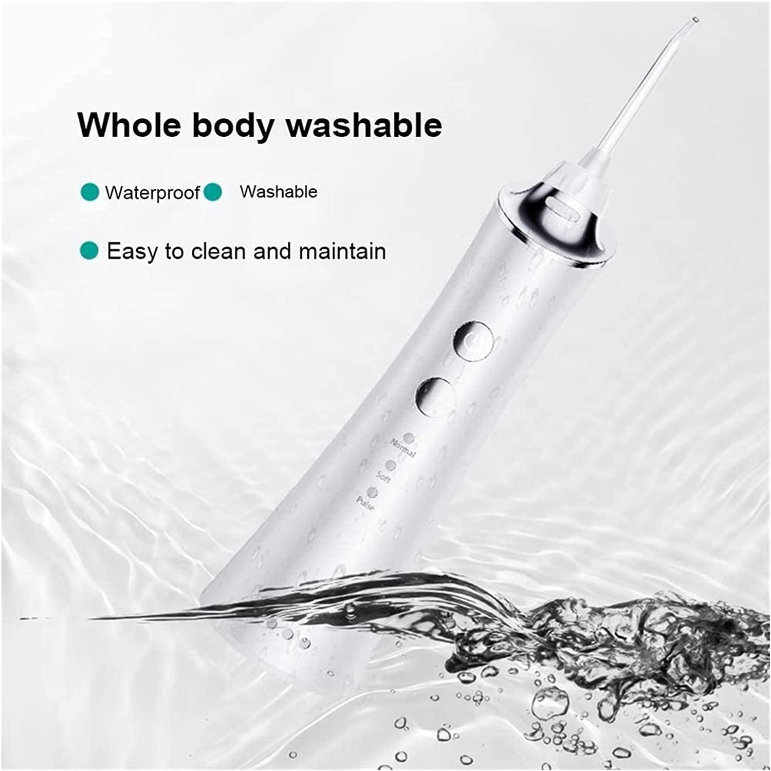 Idropulsore 3 modalità, Irrigatore Orale Dentale Senza Fili da 150 ml, 3 modalità e 5 Punte a Getto, IPX7 Impermeabile, detergente for Denti Impermeabile Ricaricabile for casa e Viaggi