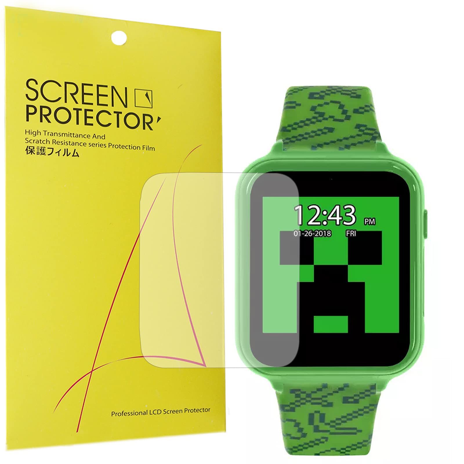 Compatible with Minecraft Smartwatch Screen Protector, Lamshaw [6 Pack] Full Coverage TPU Clear Film Compatible for Mine Craft Kid Smart Watch (6 Pack)